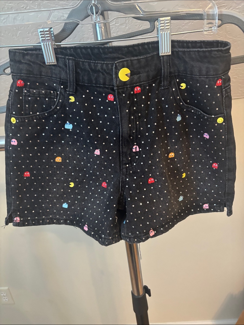 NWT Pac-Man shorts w rhinestones